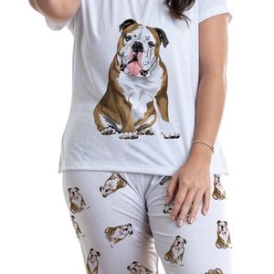 Bulldog pajama set for women, Bulldog pjs, bulldog outfit, dog pjs, matching pjs